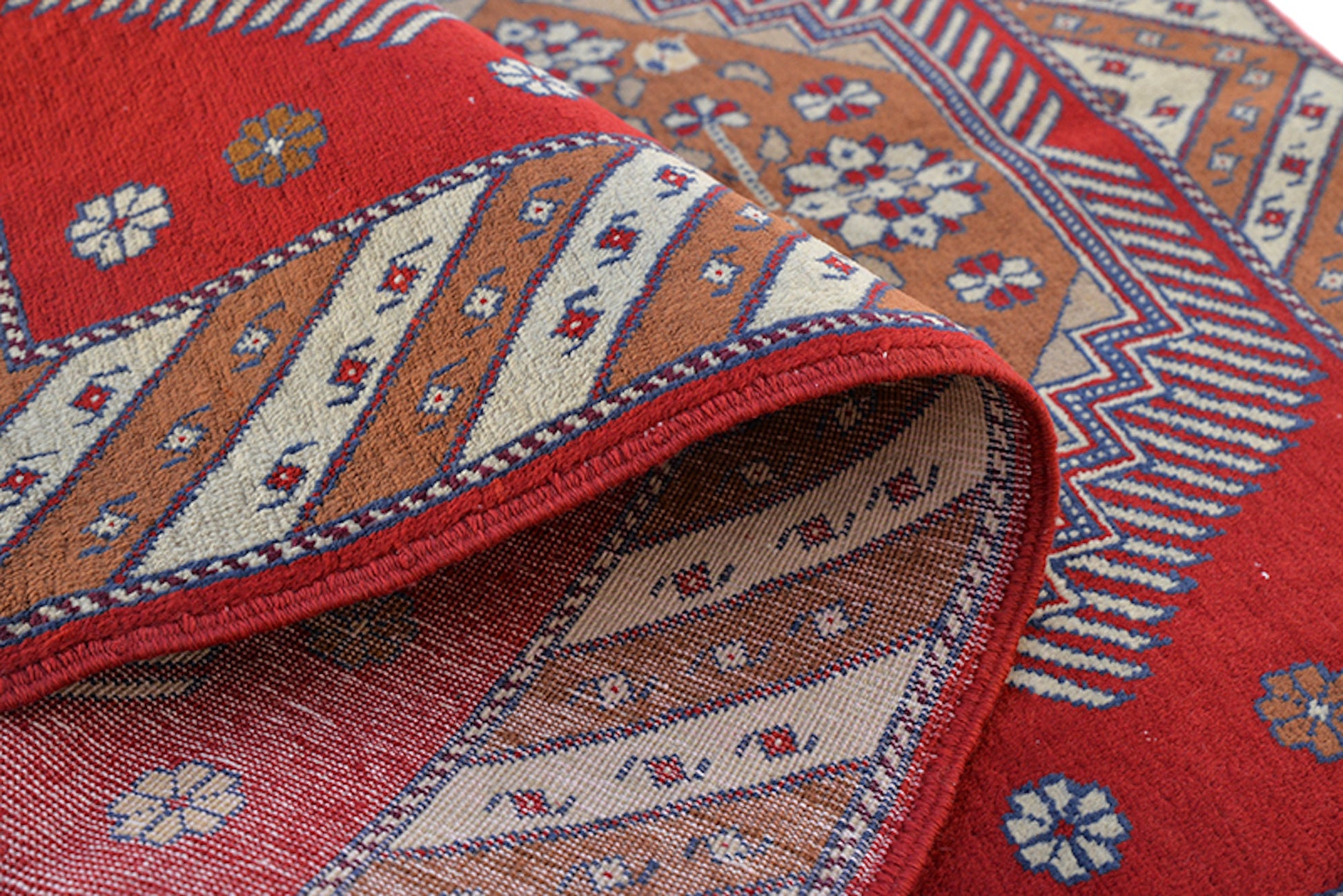 3 x 4 Feet Red Brown Turkish Caucasian Rug | Hand Woven Area Rug | Oriental Persian Rug | Living Room Rug | Accent Floral Pattern Wool Rug