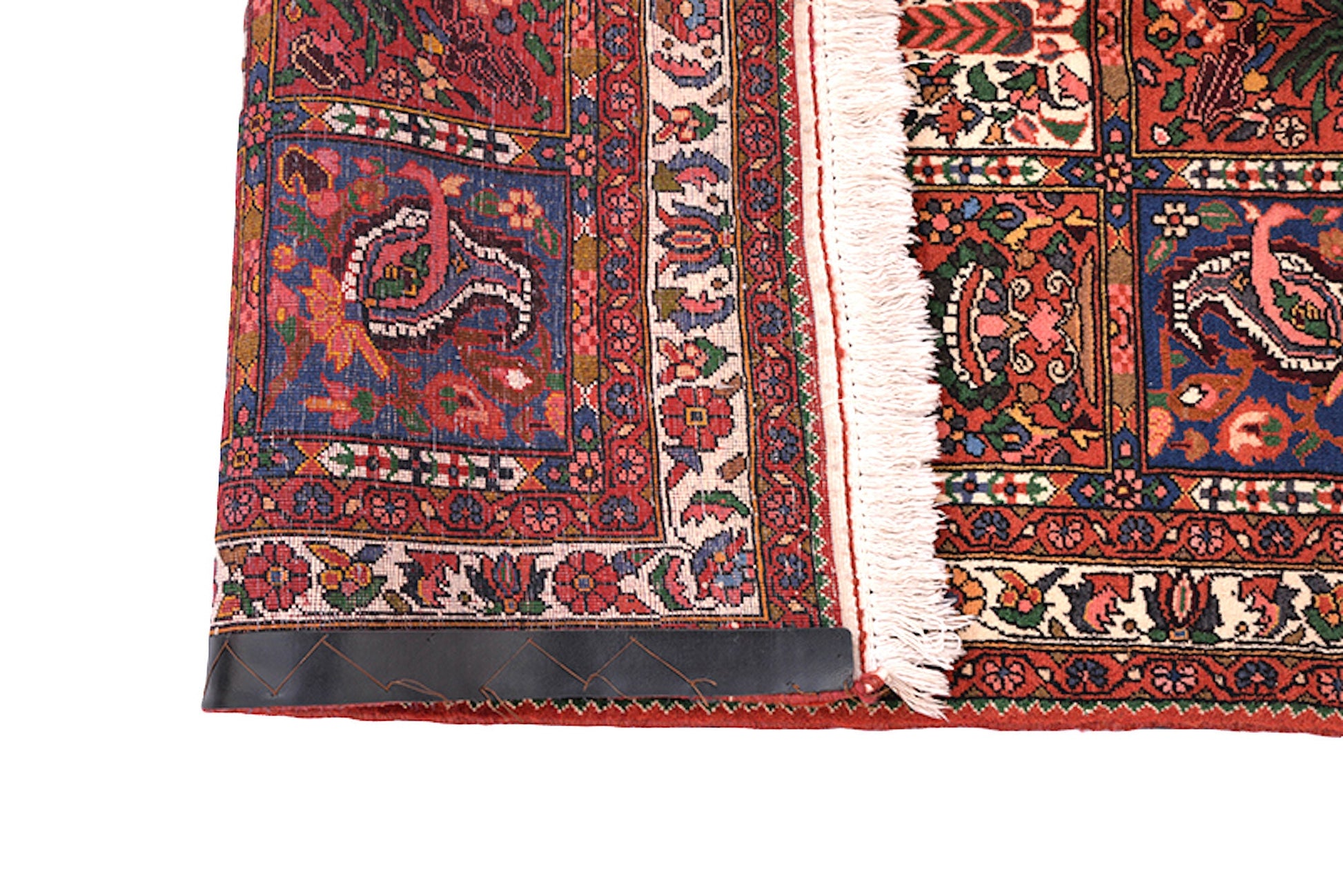 Orange Navy 3x5 Persian Style Area Rug | Bright Coral Pink Accent Details | Grid Style Design | Hand Knotted Wool Vintage Rug | Antique