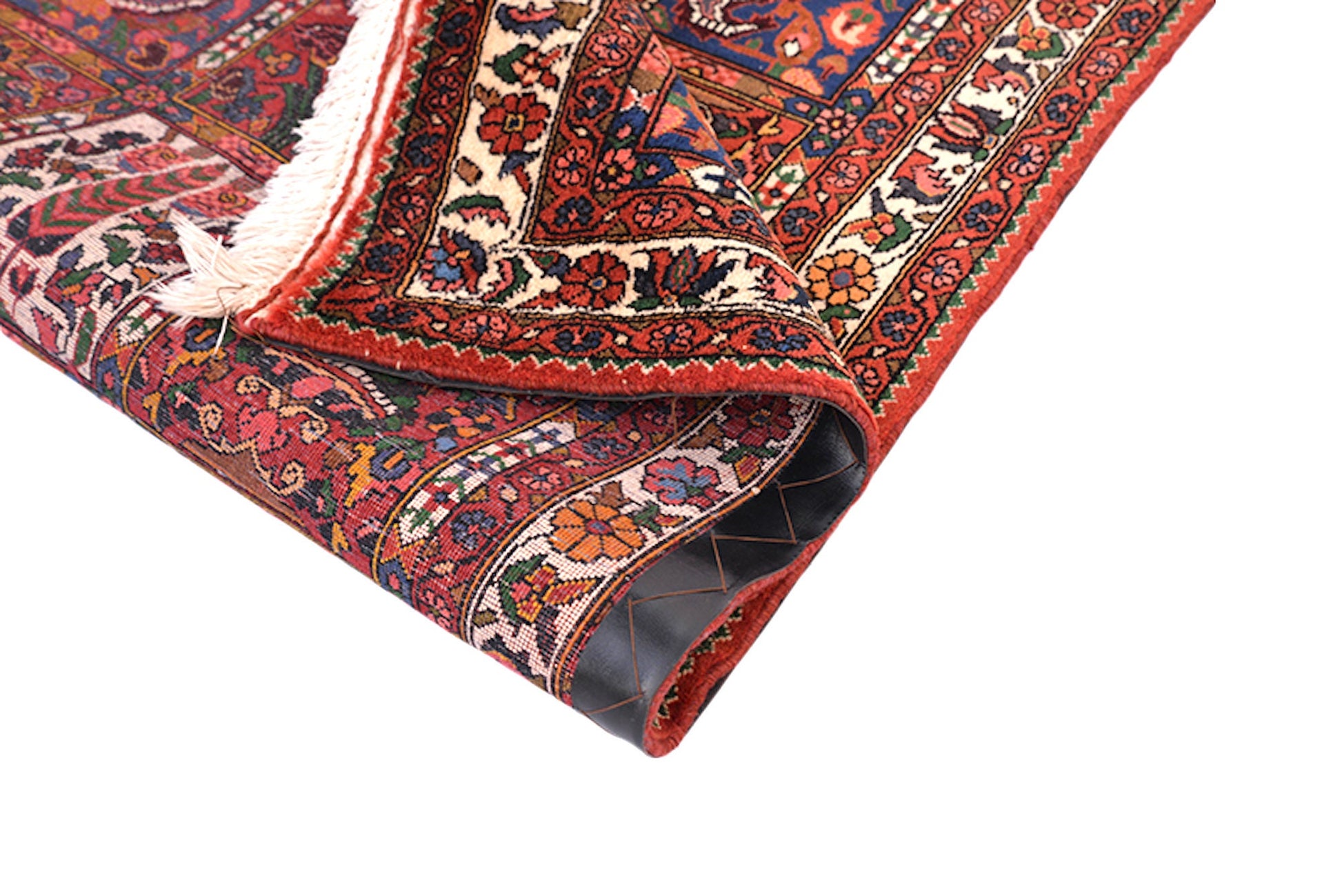 Orange Navy 3x5 Persian Style Area Rug | Bright Coral Pink Accent Details | Grid Style Design | Hand Knotted Wool Vintage Rug | Antique