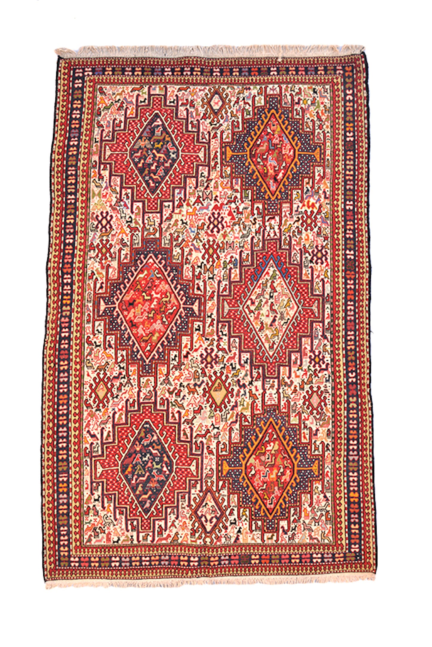 4 x 6 Feet Colorful Turkish Caucasian Rug | Hand Woven Area Rug | Oriental Persian Rug | Living Room Rug | Accent Geometric Pattern Wool Rug