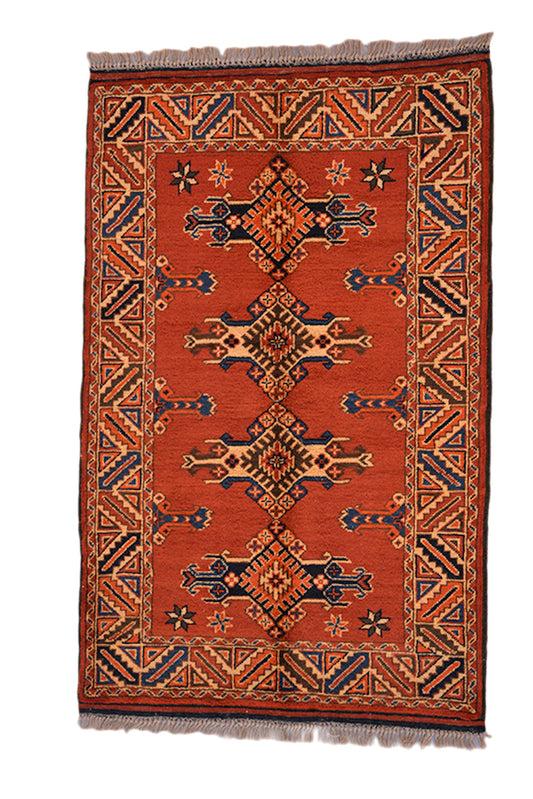 3 x 4  Feet Multi Color Turkish Caucasian Rug | Hand Woven Area Rug | Oriental Persian Rug | Living Room Rug | Accent Geometric Pattern Rug