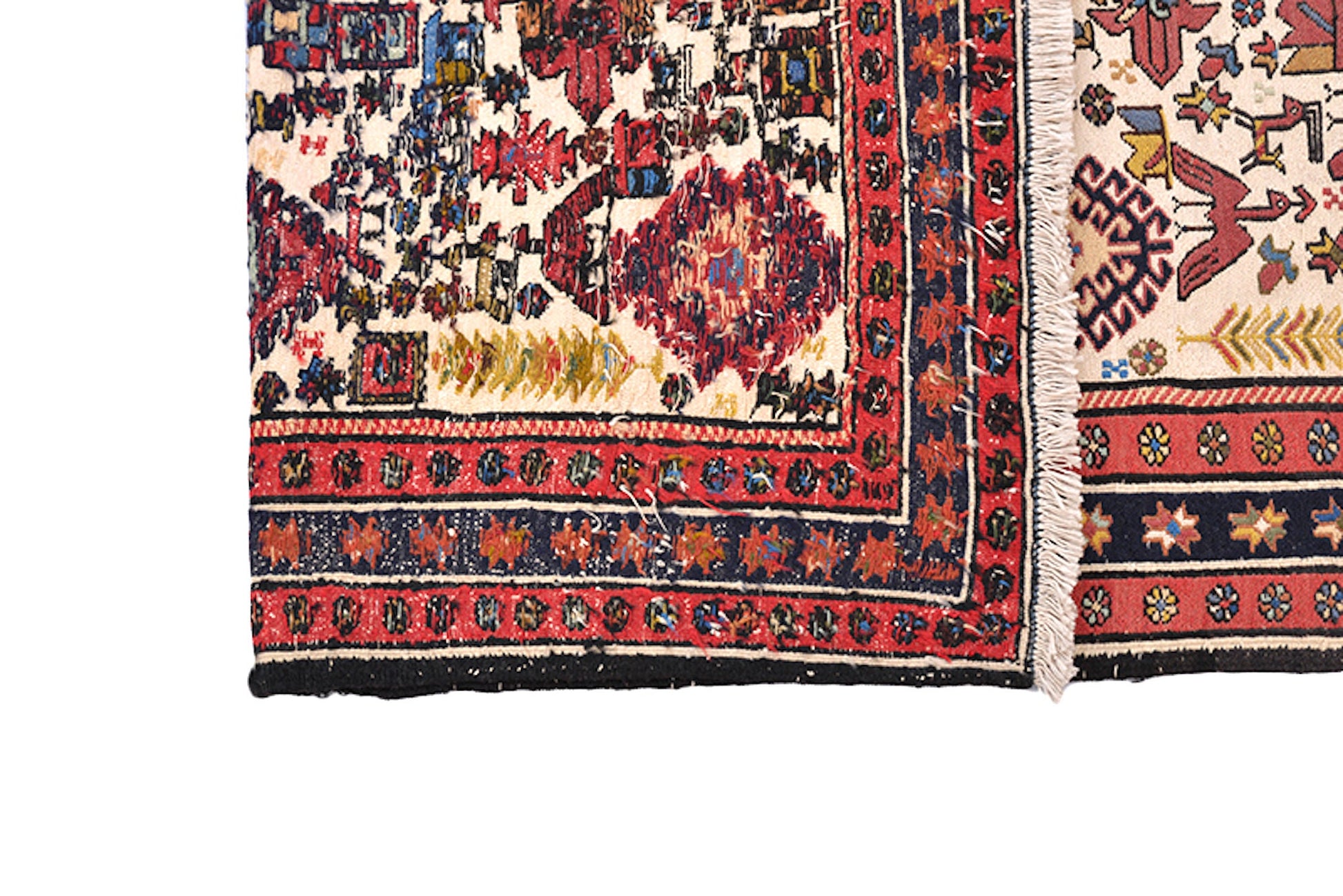 4 x 6 Feet Orange Blue Turkish Caucasian Rug | Hand Woven Area Rug | Oriental Persian Rug | Living Room Rug | Accent Geometric Pattern Rug