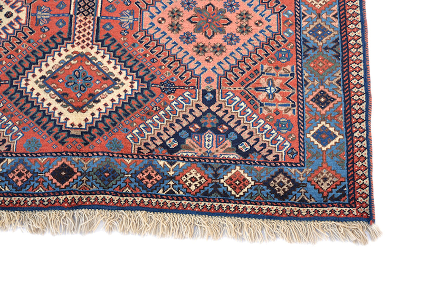 3 x 5 Orange Blue Turkish Tribal Rug | Hand Woven with Diamond Shaped Geometric Pattern | Accent Rustic Home Decor Rug