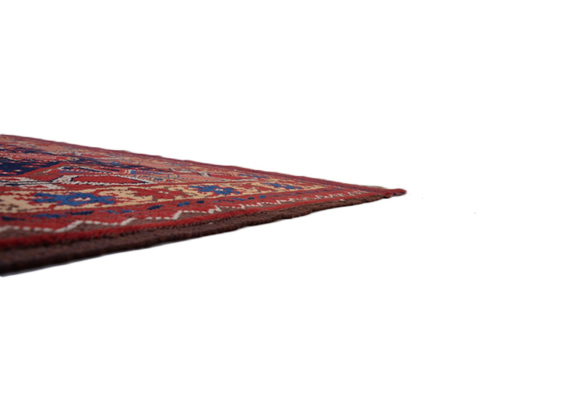 5 x 6 Orange Navy Vintage Area Rug | Handmade Tribal Rug with Wool | Geometric Pattern of Red Floral on Navy Background | Bohemian Colorful