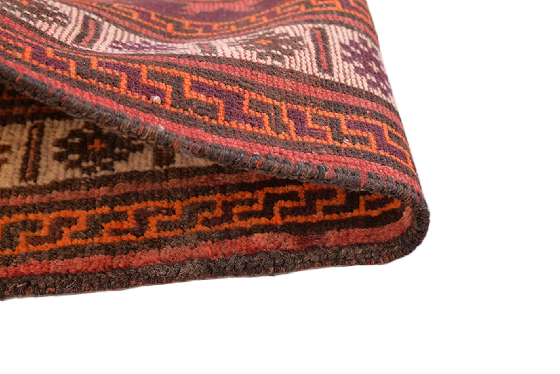 3x4 Small Hand Woven Area Rug | Vintage Coral Orange Brown Wool Rug
