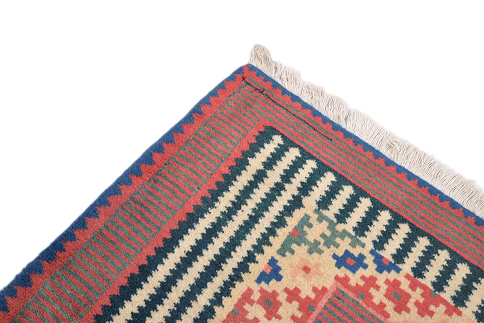 Vintage Colorful 5x7 Area Rug With Lined Pattern Tribal and Geometric Designs | Hand Knotted Wool Antique Rug