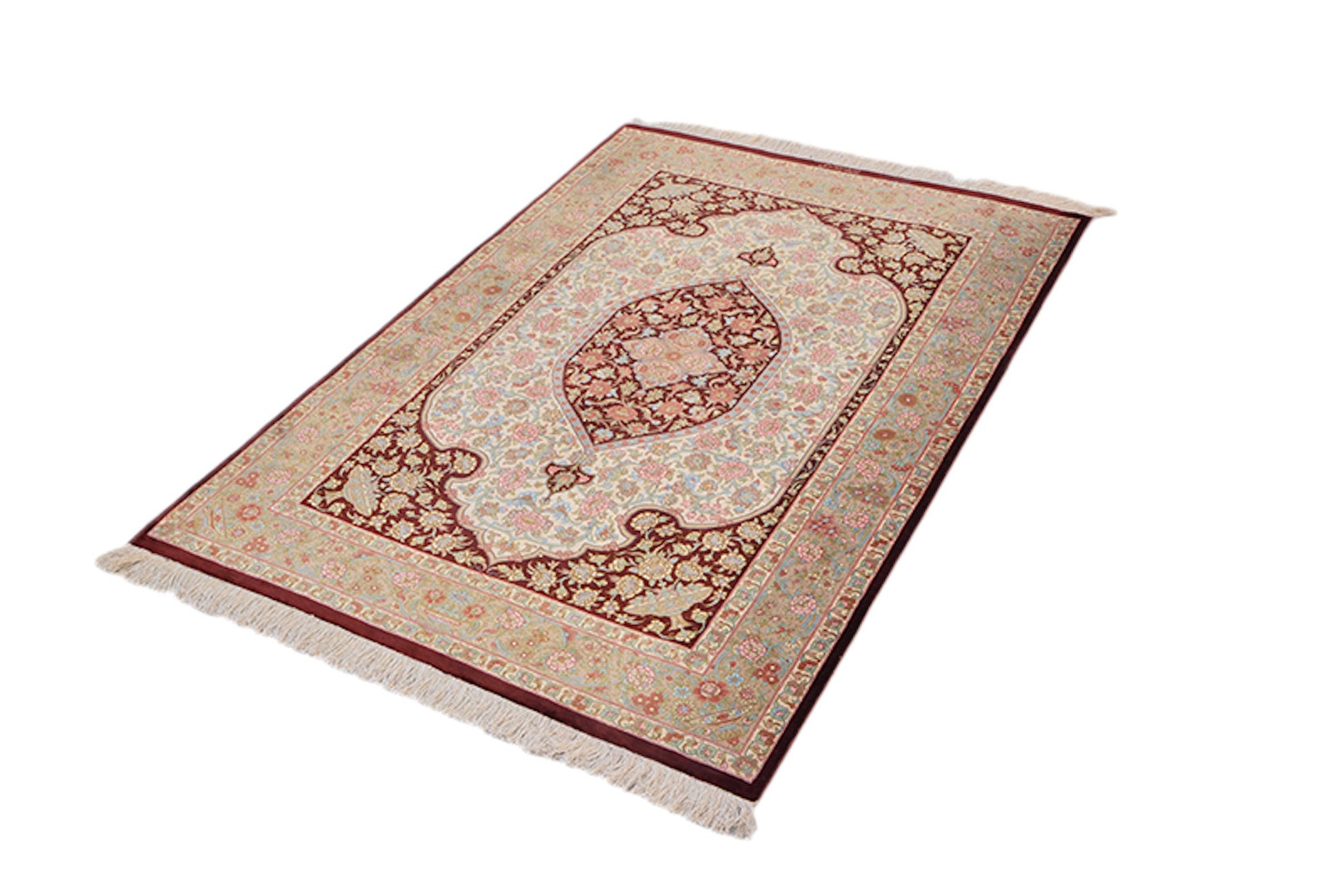 3 x 5 Feet Brown Pink Medallion Rug | Handmade Area Rug | Oriental Persian Rug | Bedroom Rug | Wool Traditional Vintage