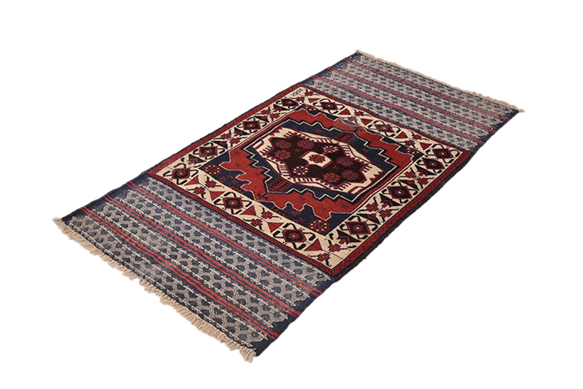 4 x 10 Feet Dark Medallion Rug | Handmade Area Rug | Oriental Persian Caucasian Rug | Living Room Rug | Wool Traditional Vintage