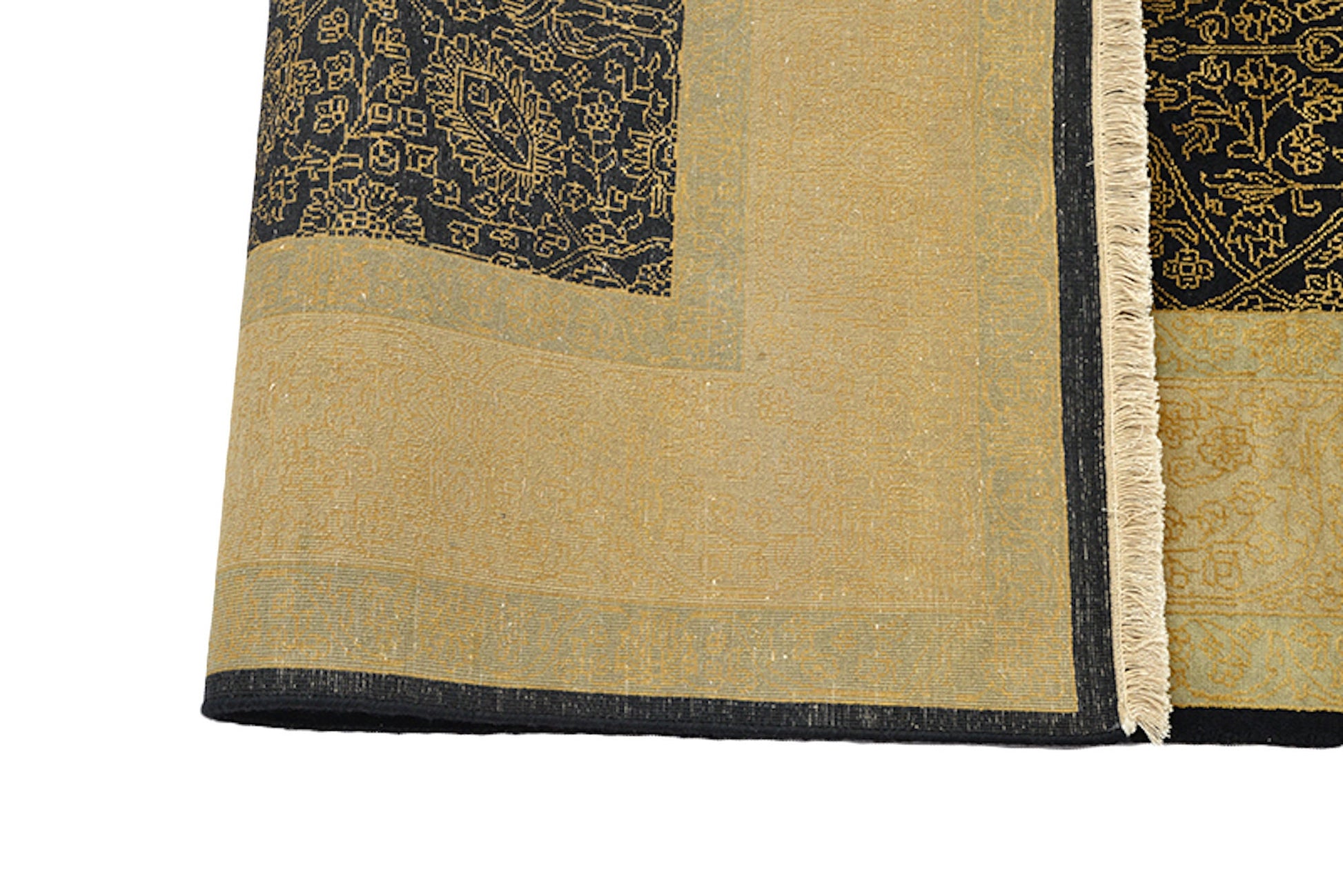 6 x 8 Feet Black Gold Medallion Rug, Handmade Area Rug | Oriental Persian Caucasian Rug | Living Room Rug | Wool Tribal Vintage