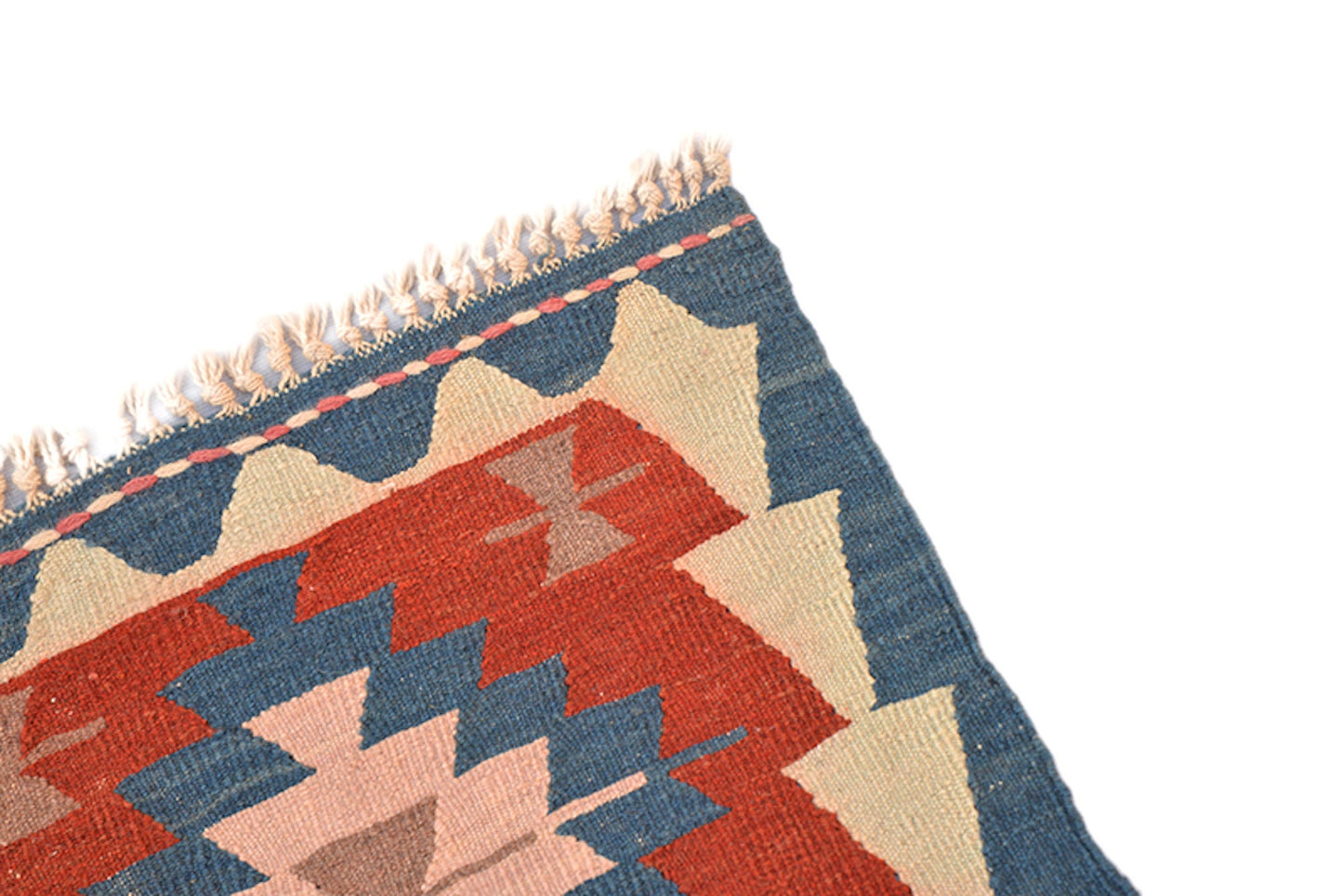 2 x 3 Pink Blue Traditional Kilim Rug | Flatweave Low Pile Wool Handmade Area Rug | Tribal Entryway Small Rug | Vintage Rug Shop