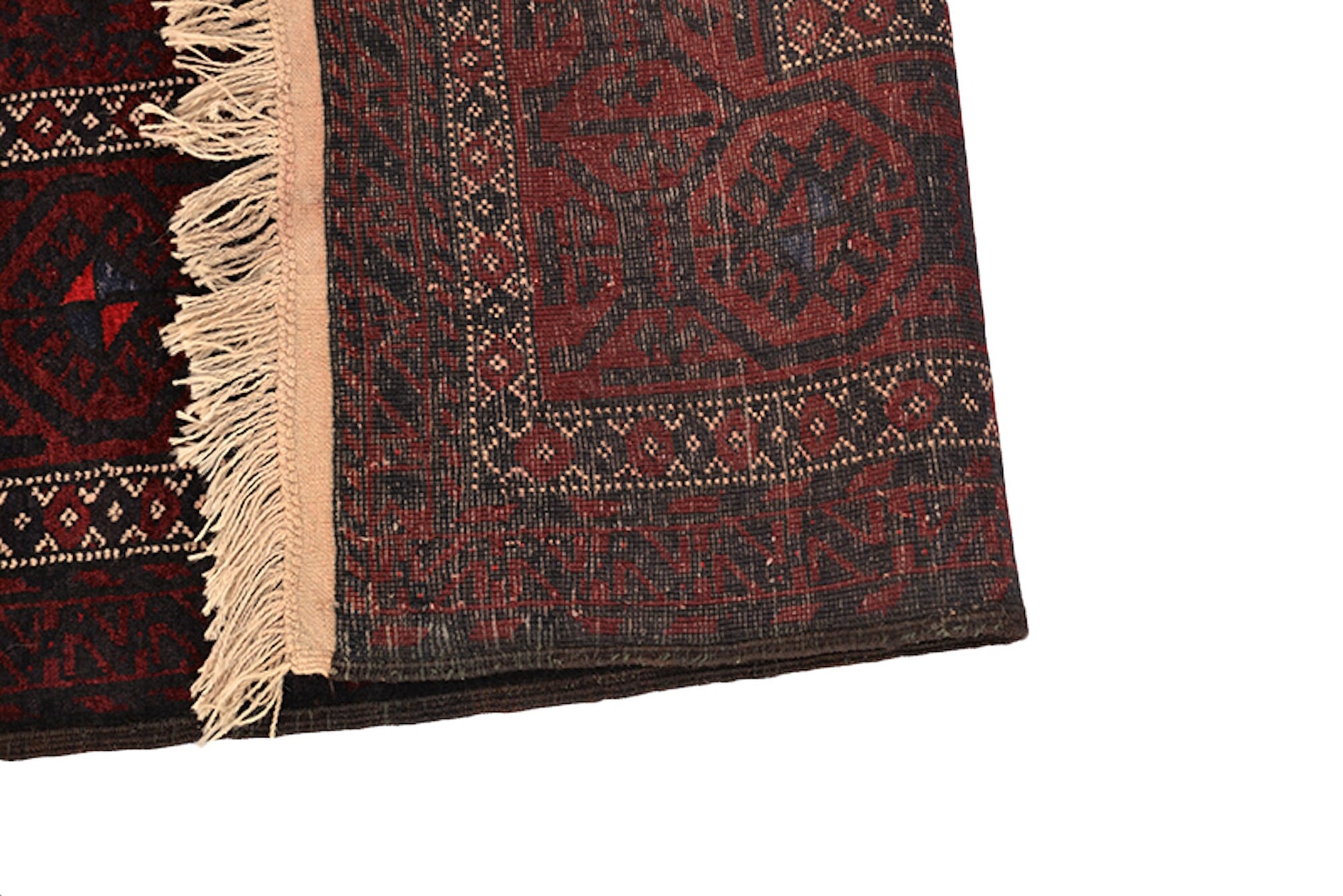 4 x 9 Dark Color Long Runner Rug | Red & Black Tribal Rustic Home Hallway Rug | Vintage Rug Shop