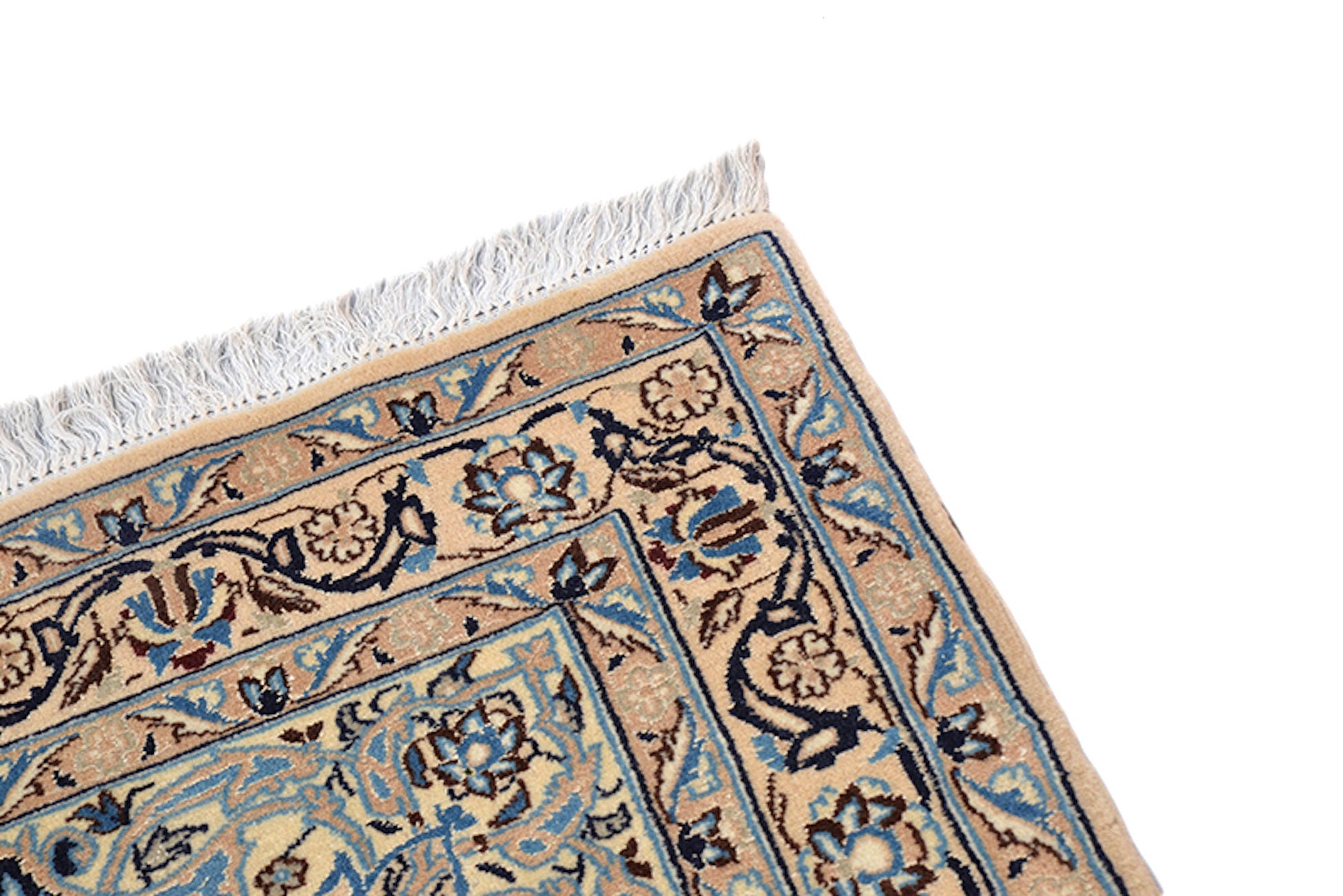 4 x 6 Feet Blue Beige Floral Rug | Handmade Area Rug | Oriental Persian Caucasian Rug | Living Room Rug | Wool Tribal Vintage