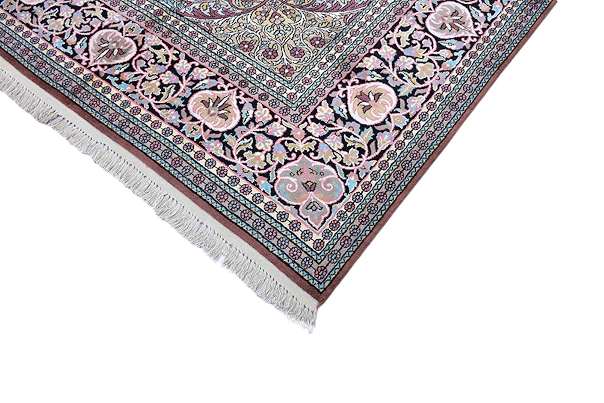9 x 12 Medallion Silk Area Rug l Hand Woven Oriental Kashmiri Rug | Oversized Living Rug