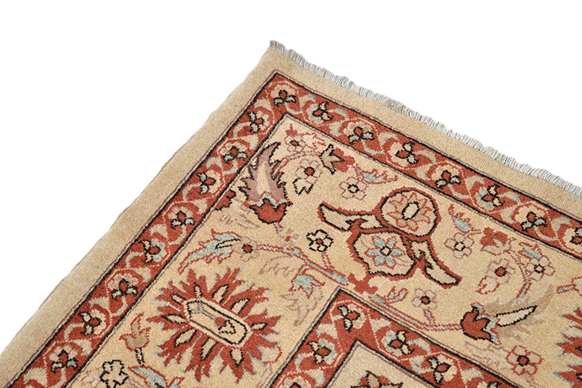 6 x 9 Feet Orange Beige Floral Rug | Hand Woven Area Rug | Oriental Persian Caucasian Rug | Living Room Rug | Wool Traditional Vintage