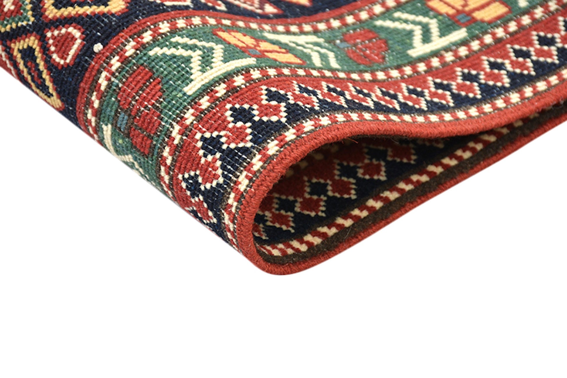 7 x 10 Red Large Turkish Vintage Rug | Handmade Area Rug | Oriental Rug with Black & Green Floral Pattern | Living Room Geometric Wool