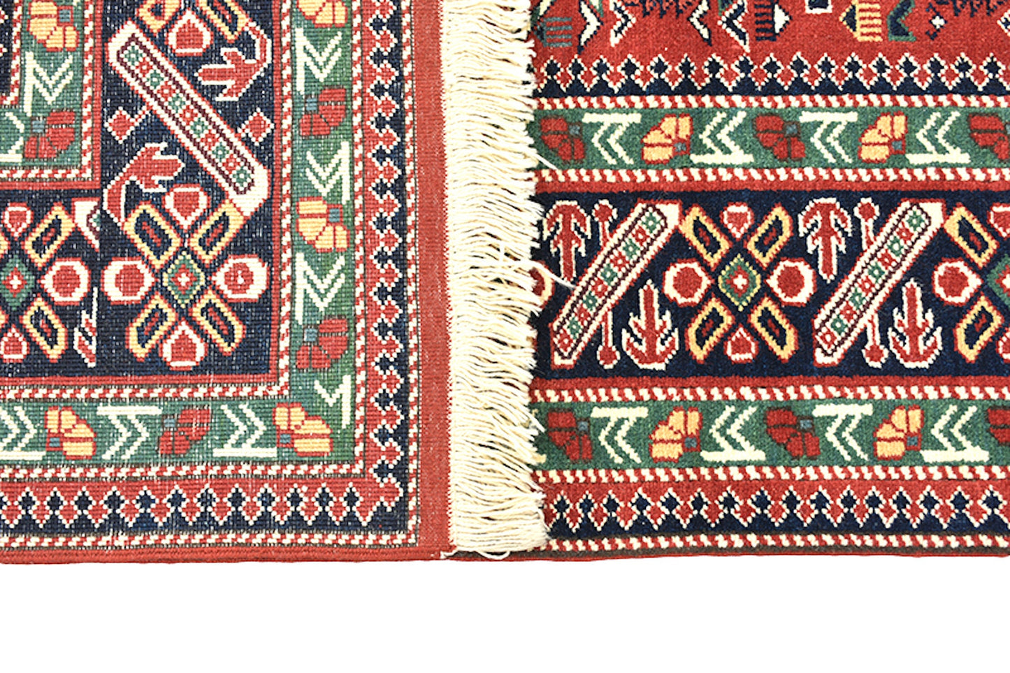 7 x 10 Red Large Turkish Vintage Rug | Handmade Area Rug | Oriental Rug with Black & Green Floral Pattern | Living Room Geometric Wool