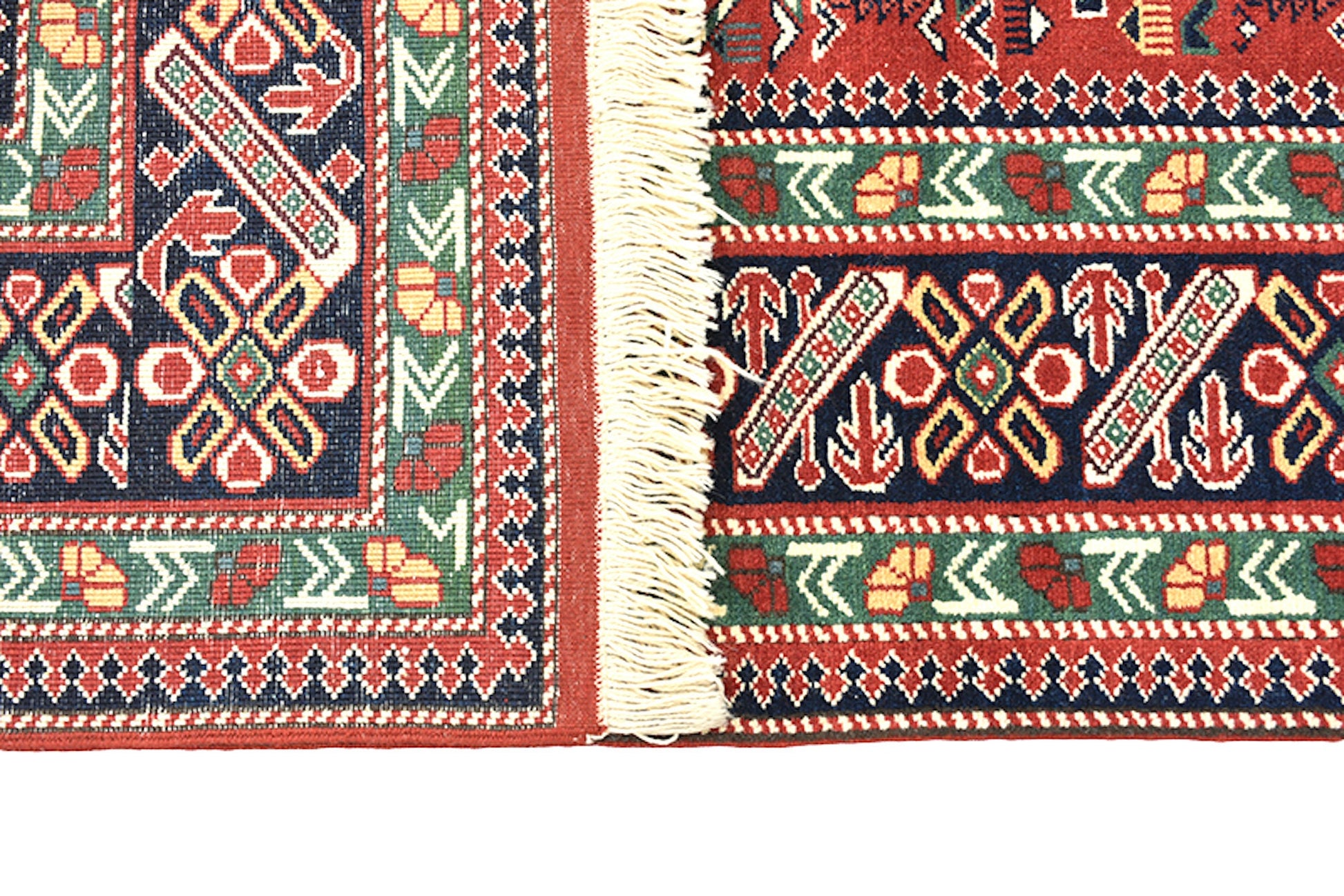 7 x 10 Red Large Turkish Vintage Rug | Handmade Area Rug | Oriental Rug with Black & Green Floral Pattern | Living Room Geometric Wool