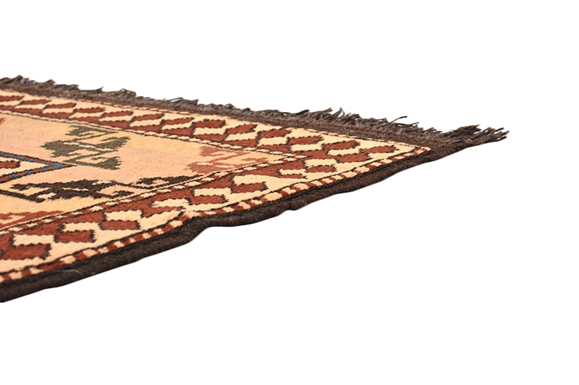 6 x 9 Brown Blue Rustic Area Rug | Handmade Tribal Rug with Teal Blue and Orange Pattern | Hand Woven Antique Rug