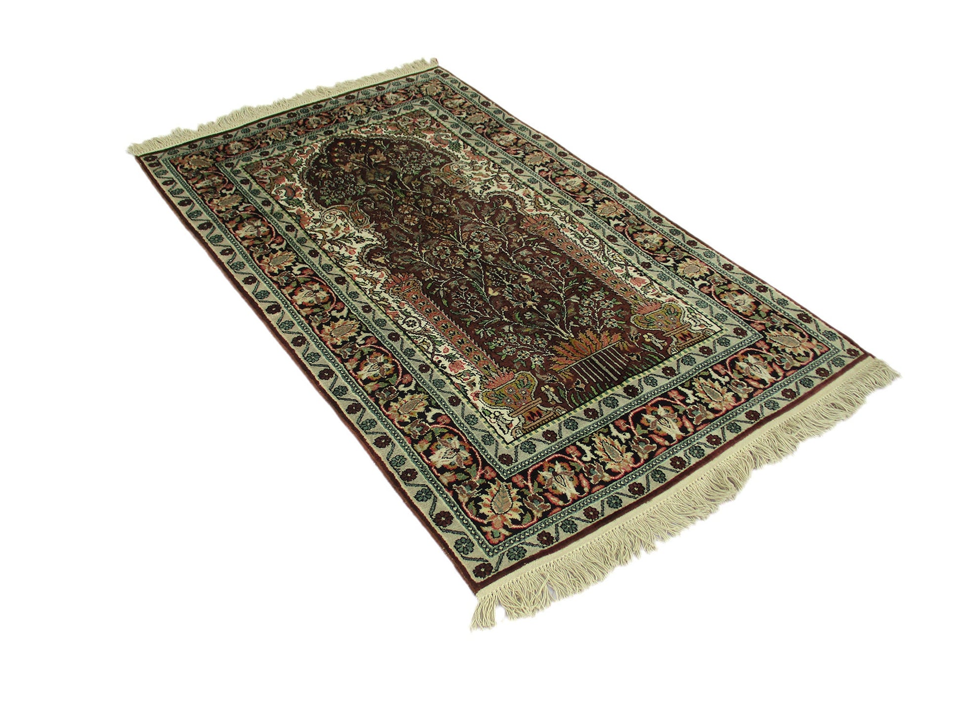 3 x 5 Feet Brown Pink Turkish Caucasian Rug | Hand Woven Area Rug | Oriental Persian Rug | Living Room Rug | Accent Floral Pattern Wool Rug