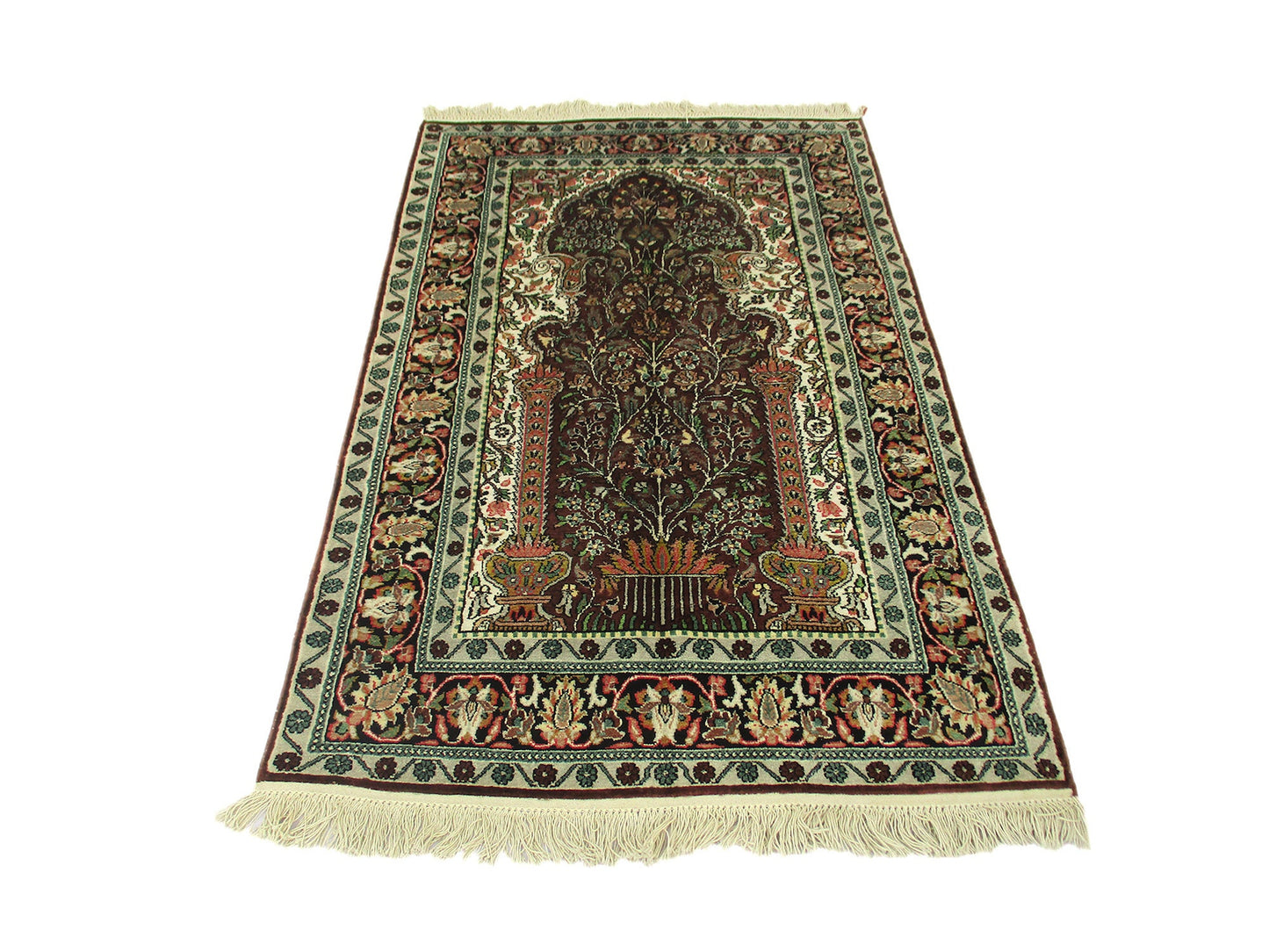 3 x 5 Feet Brown Pink Turkish Caucasian Rug | Hand Woven Area Rug | Oriental Persian Rug | Living Room Rug | Accent Floral Pattern Wool Rug