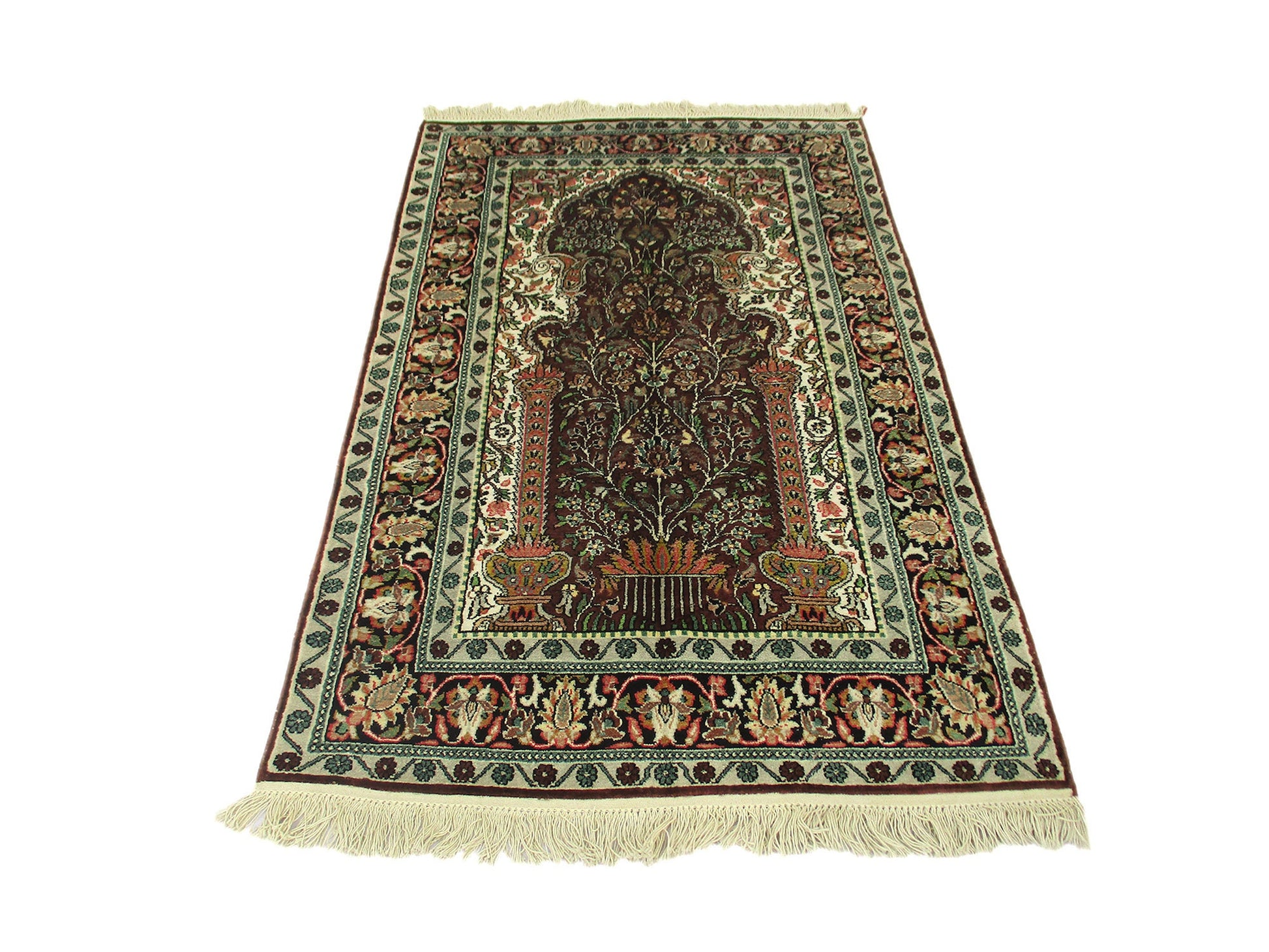 3 x 5 Feet Brown Pink Turkish Caucasian Rug | Hand Woven Area Rug | Oriental Persian Rug | Living Room Rug | Accent Floral Pattern Wool Rug
