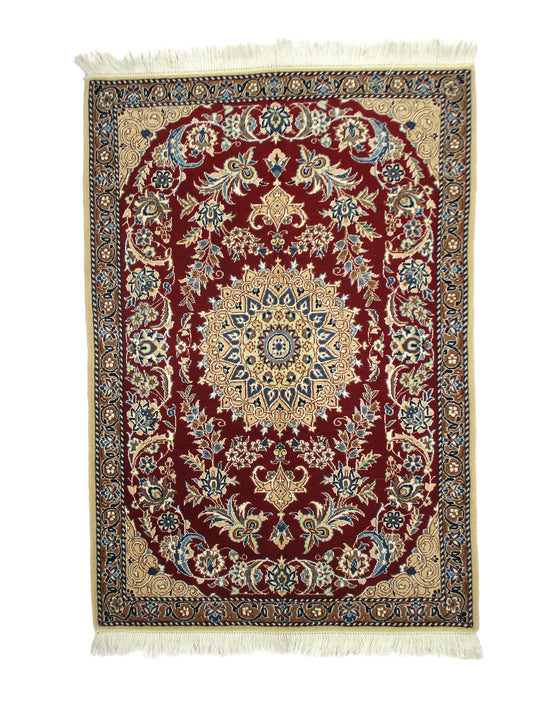 3 x 4 Feet Red Beige Turkish Caucasian Rug | Hand Woven Area Rug | Oriental Persian Rug | Living Room Rug | Accent Floral Pattern Wool Rug