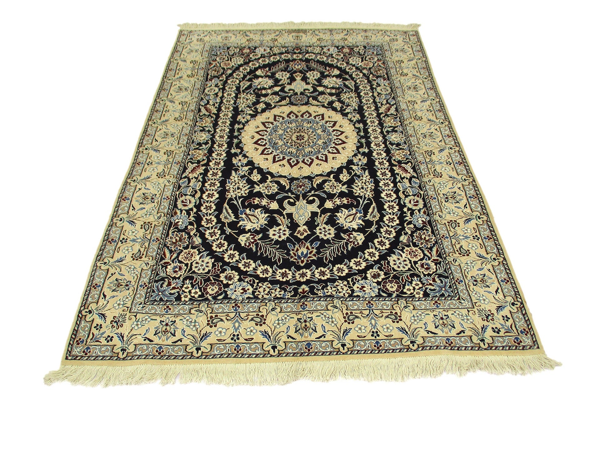 One of a kind Blue Beige Antique Rug | 4 x 7 Persian Caucasian Rug | Living Room Rug | Accent Hand Woven Rug | Oriental Floral Pattern Rug