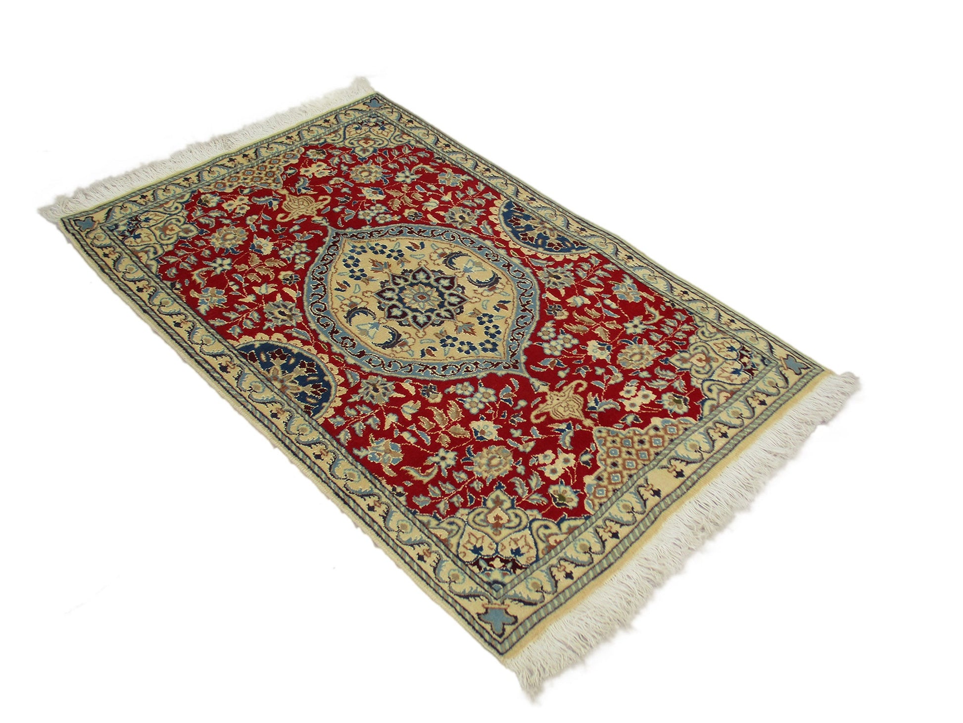 3 x 4 Feet Red Beige Turkish Caucasian Rug | Hand Woven Area Rug | Oriental Persian Rug | Living Room Rug | Accent Floral Pattern Wool Rug