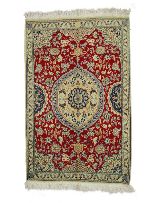 3 x 4 Feet Red Beige Turkish Caucasian Rug | Hand Woven Area Rug | Oriental Persian Rug | Living Room Rug | Accent Floral Pattern Wool Rug