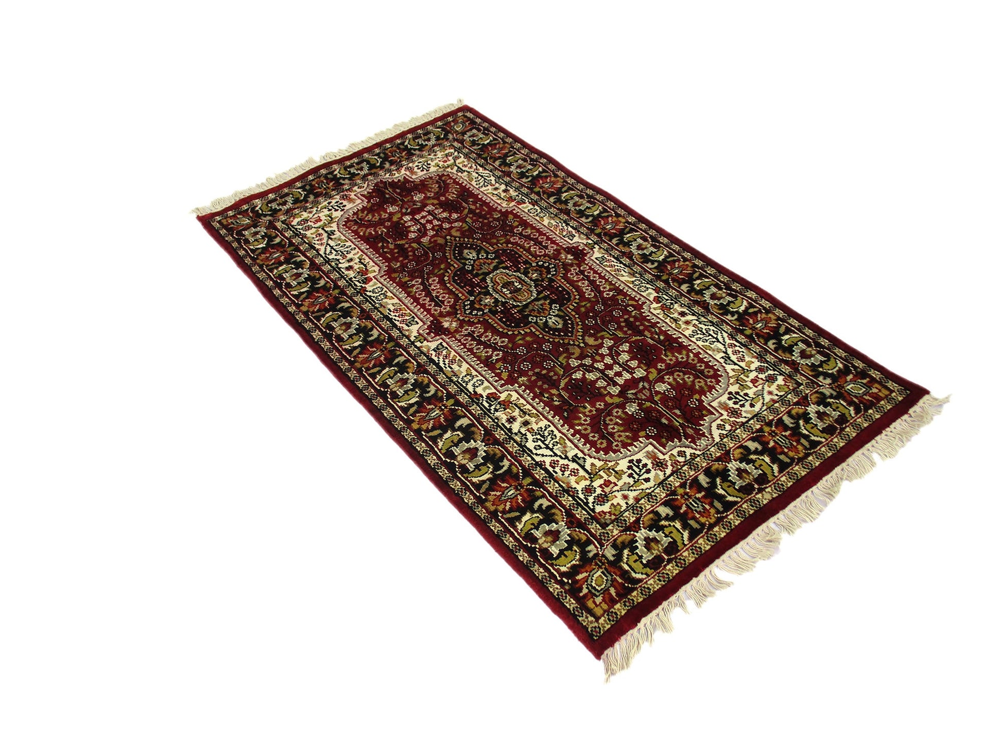 One of a kind Red Black Antique Rug | Small Persian Caucasian Rug | Living Room Rug | Accent Hand Woven Rug | Oriental Geometric Pattern Rug
