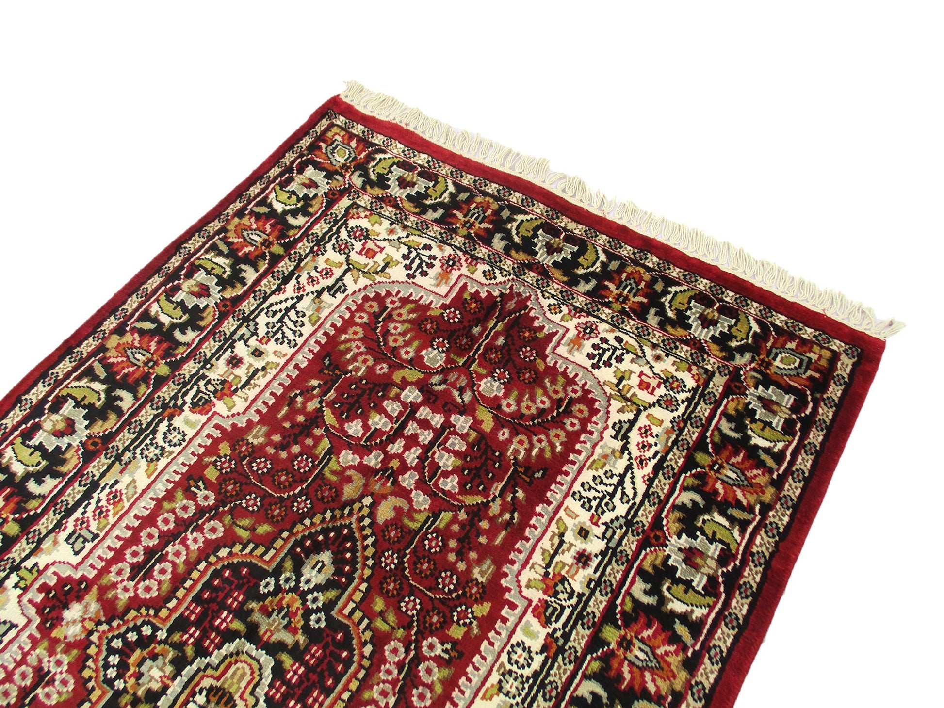 One of a kind Red Black Antique Rug | Small Persian Caucasian Rug | Living Room Rug | Accent Hand Woven Rug | Oriental Geometric Pattern Rug