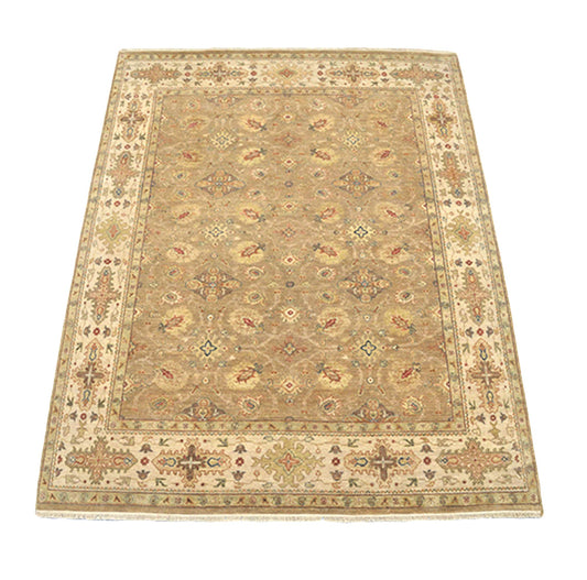 8 x 10 Beige Neutral Area Rug | Oriental Caucasian Handmade Area, Wool Tribal Vintage Farmhouse