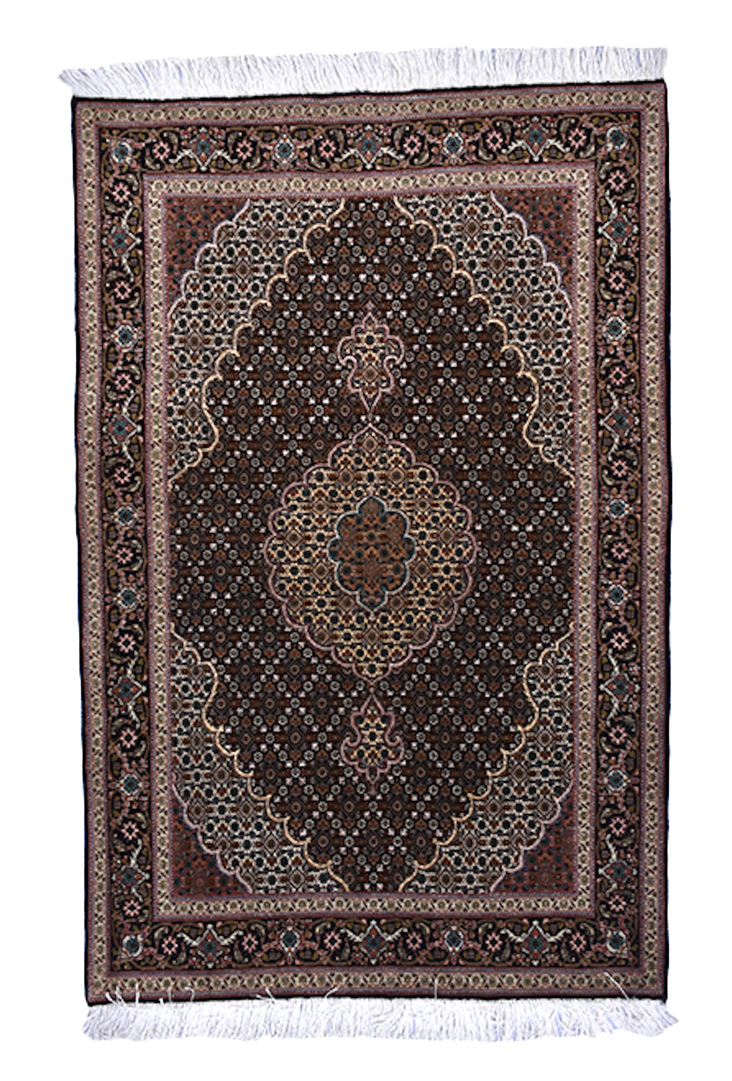 Dark Antique Rug with Large Central Medallion | 3 x 5 Caucasian Wool Rug