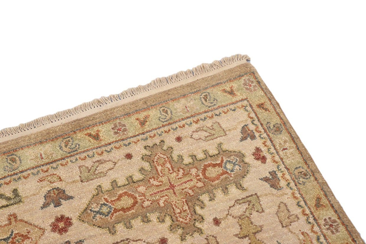 8 x 10 Beige Neutral Area Rug | Oriental Caucasian Handmade Area, Wool Tribal Vintage Farmhouse