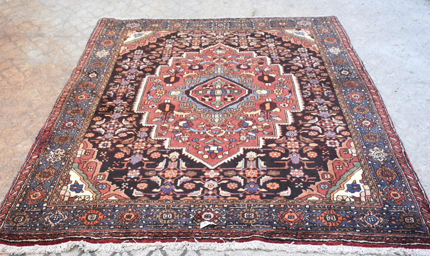 Pink Blue 4x7  Vintage Rug | Tribal Oriental Persian Rug | Kazak Bohemian Rug | Handmade Rug