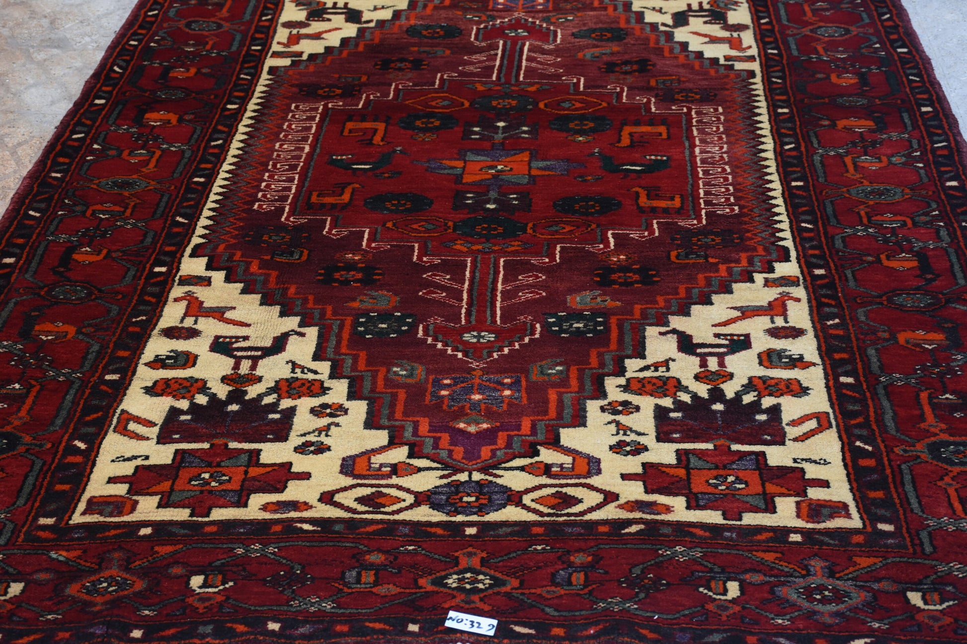 Red Beige 5x9  Vintage Rug | Tribal Oriental Persian Rug | Kazak Bohemian Rug | Handmade Rug