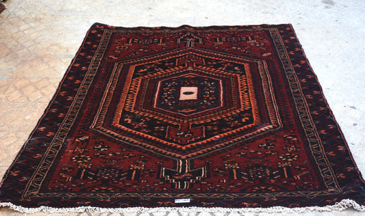 Red Blue 4x7  Vintage Rug | Tribal Oriental Persian Rug | Kazak Bohemian Rug | Handmade Rug