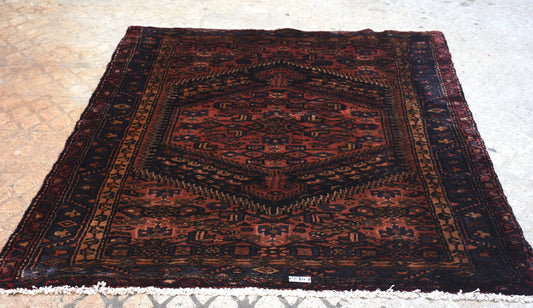 Rose Gold Blue 4x7  Vintage Rug | Tribal Oriental Persian Rug | Kazak Bohemian Rug | Handmade Rug