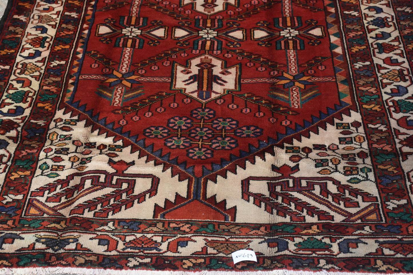 Red 4x7 Vintage Rug | Tribal Oriental Persian Rug | Kazak Bohemian Rug | Handmade Rug