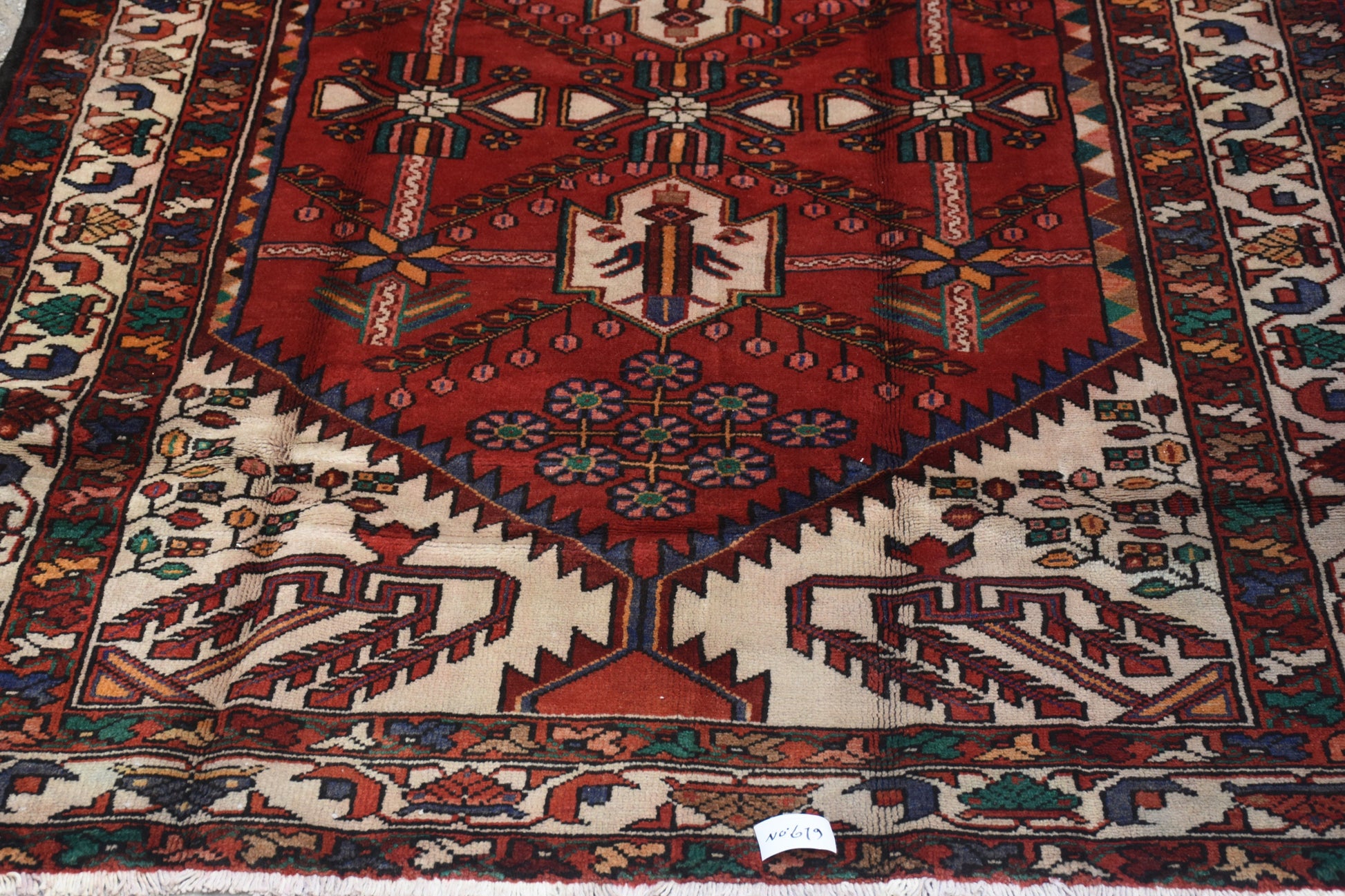 Red 4x7 Vintage Rug | Tribal Oriental Persian Rug | Kazak Bohemian Rug | Handmade Rug