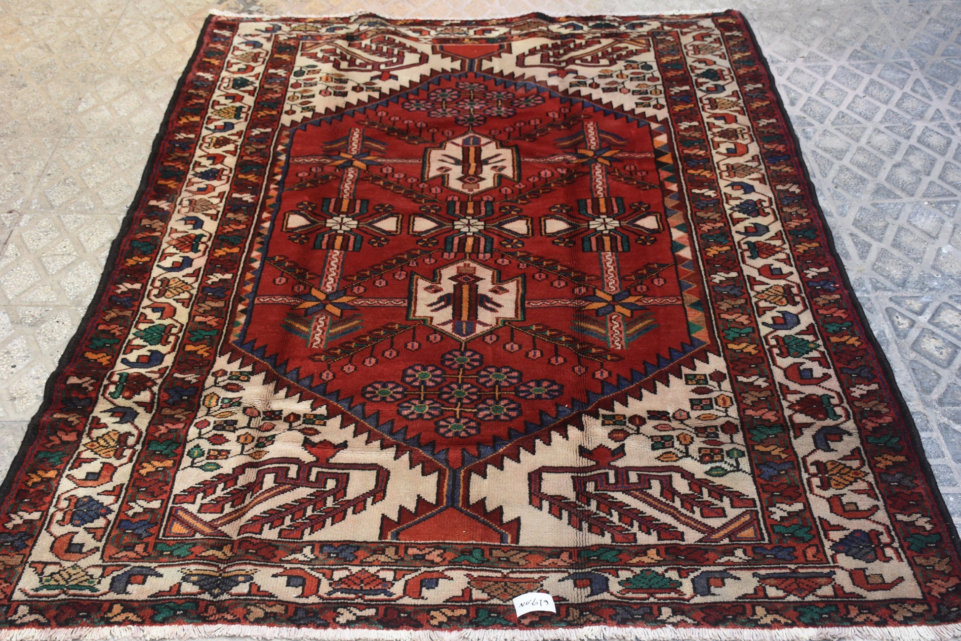 Red 4x7 Vintage Rug | Tribal Oriental Persian Rug | Kazak Bohemian Rug | Handmade Rug