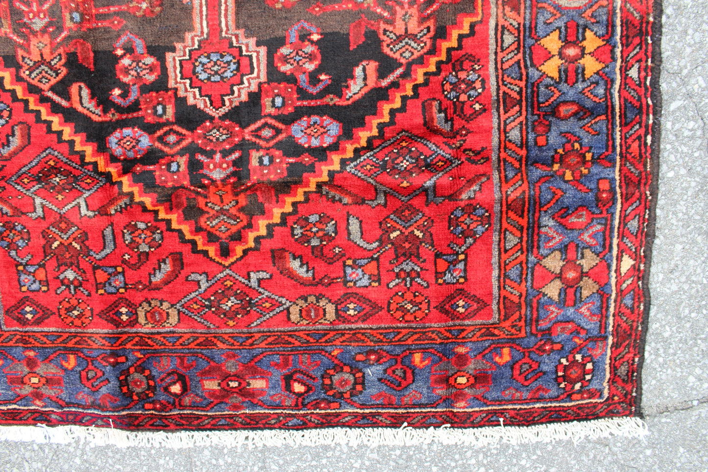 Red Blue 5x7  Vintage Rug | Tribal Oriental Persian Rug | Kazak Bohemian Rug | Handmade Rug | One of a Kind Rug