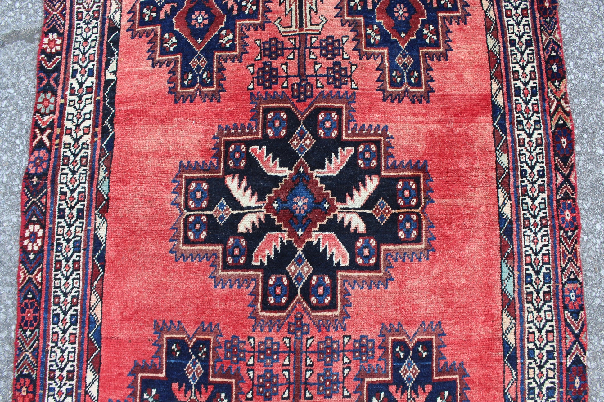 Pink Blue 3x5  Vintage Rug | Tribal Oriental Persian Rug | Kazak Bohemian Rug | Handmade Rug