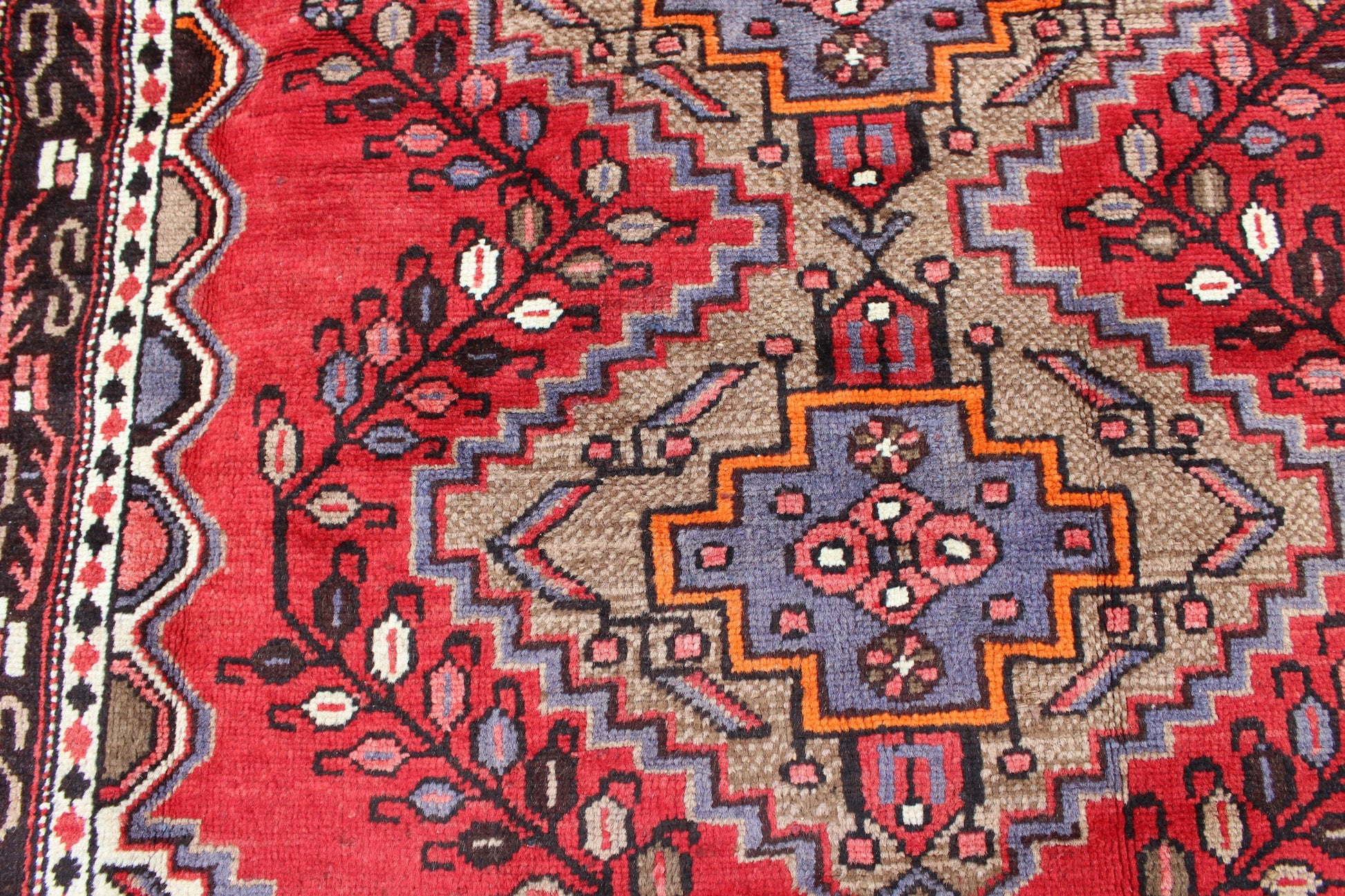 Red Beige 4x7 Vintage Rug | Tribal Oriental Persian Rug | Kazak Bohemian Rug | Handmade Rug