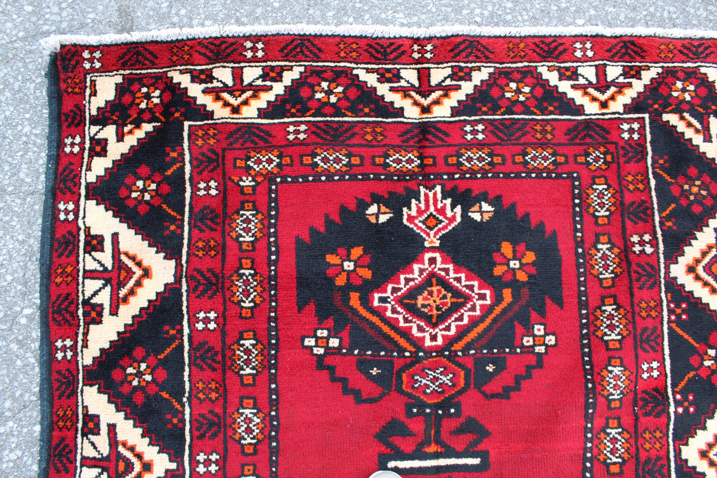 Red Black 4x6 Vintage Tribal Handmade Wool Area Rug