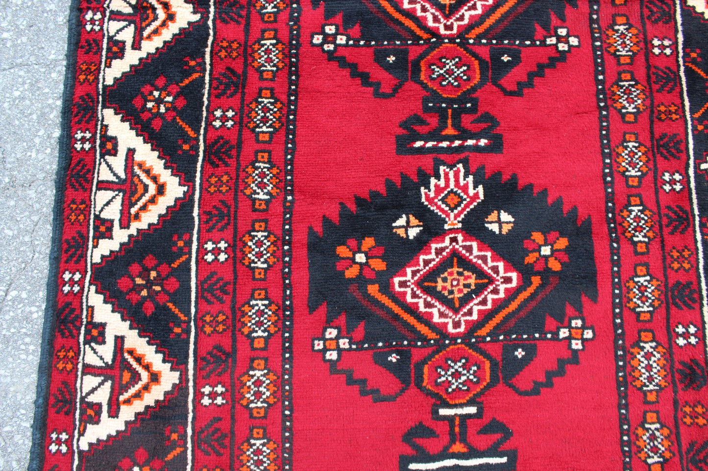 Red Black 4x6 Vintage Tribal Handmade Wool Area Rug