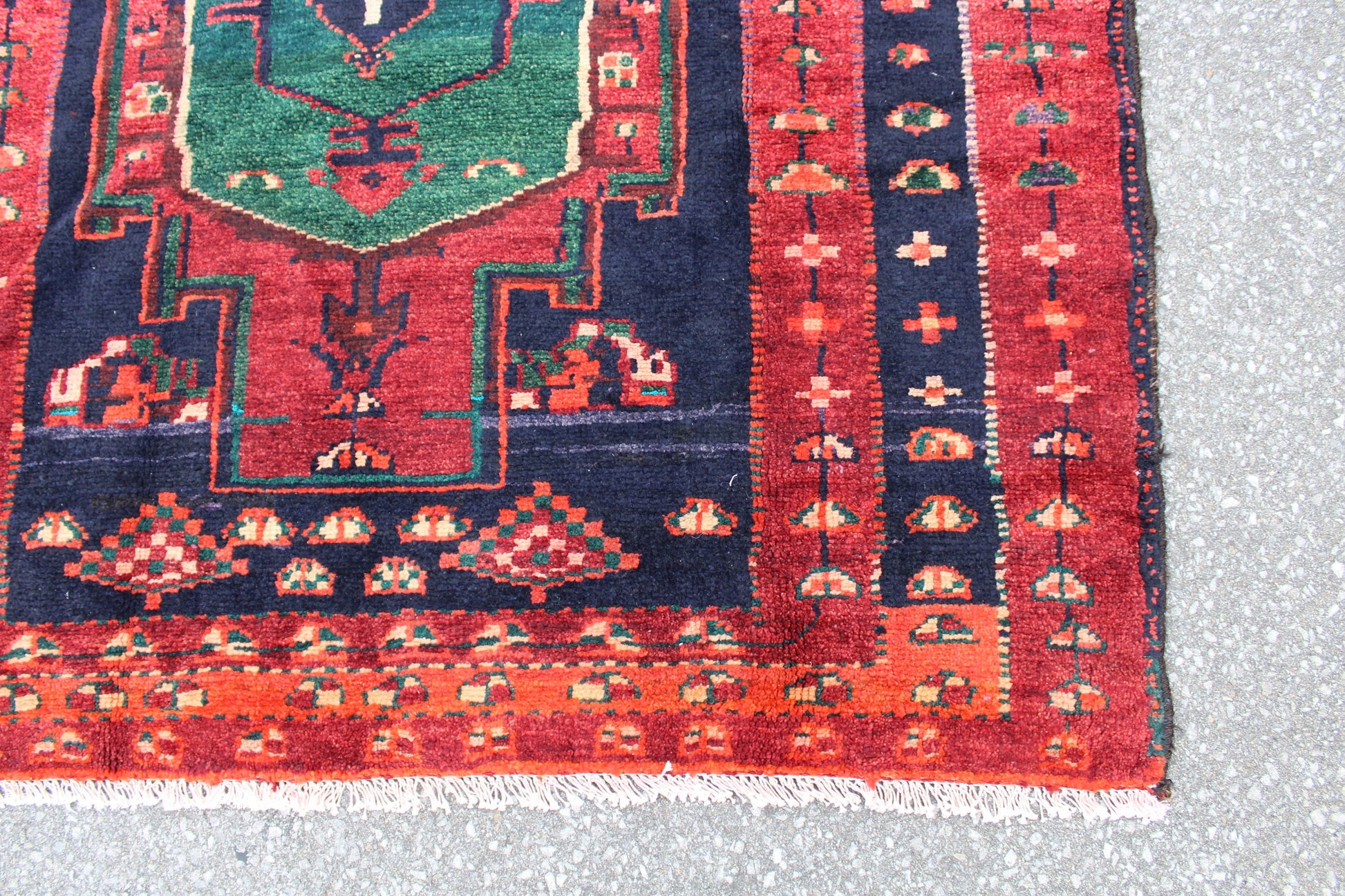 Red Blue 5x7 Vintage Wool Area Rug