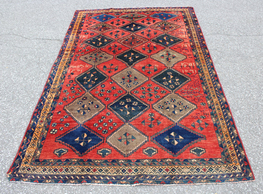 Red Brown 5x7 Vintage One of a Kind Rug