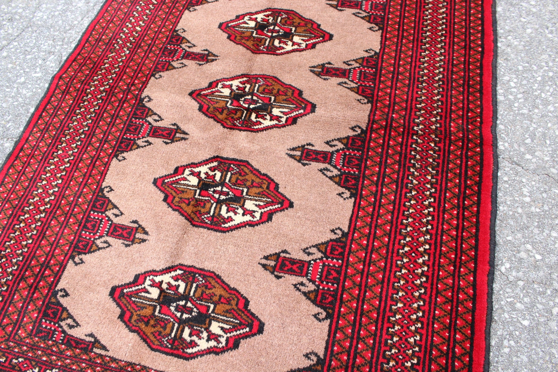 Red Peach 3x4 Vintage Tribal Oriental Persian Handmade Rug