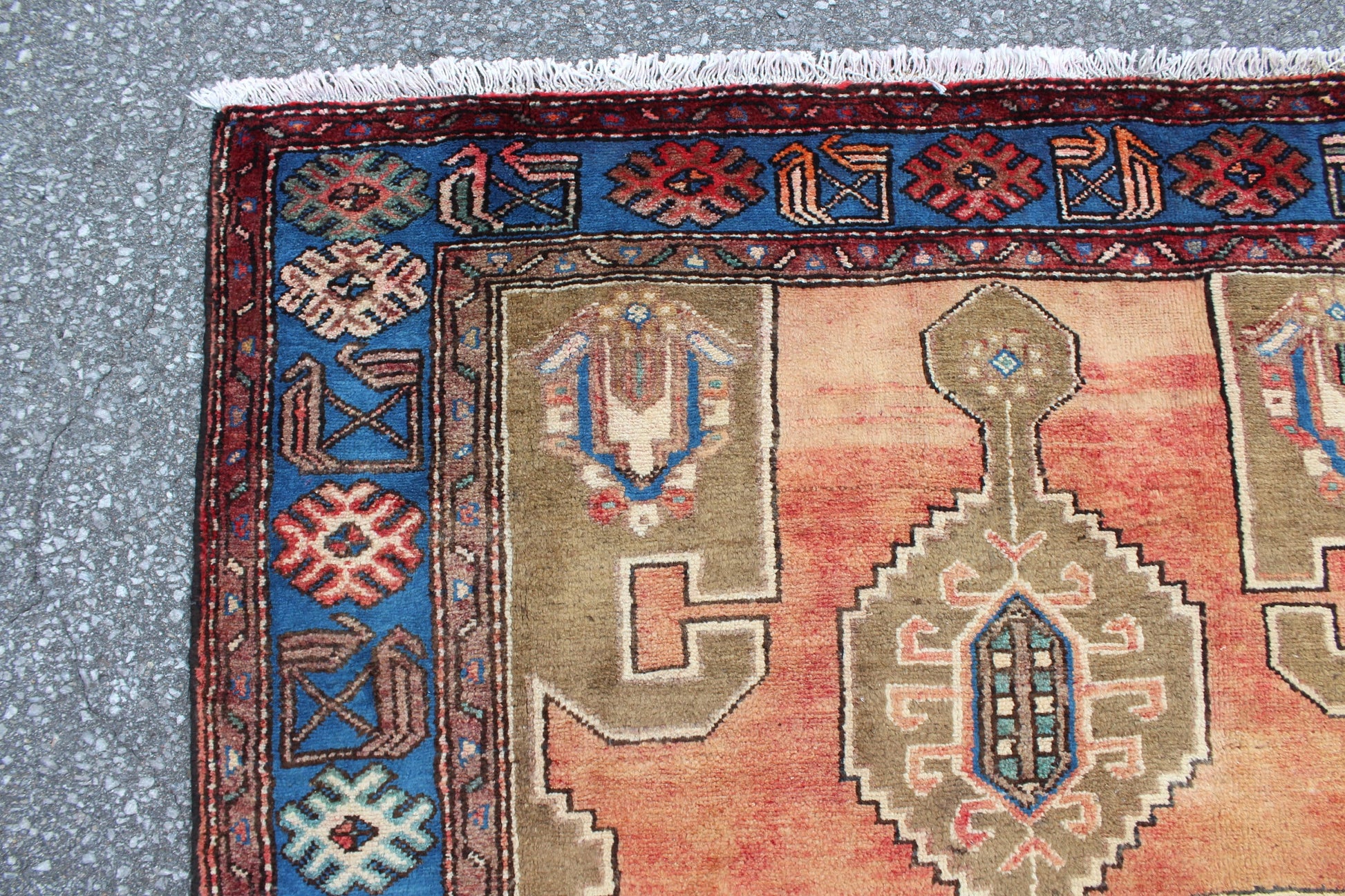 Orange Dark Beige 4x6 Wool Thick Pile Turkish Area Rug